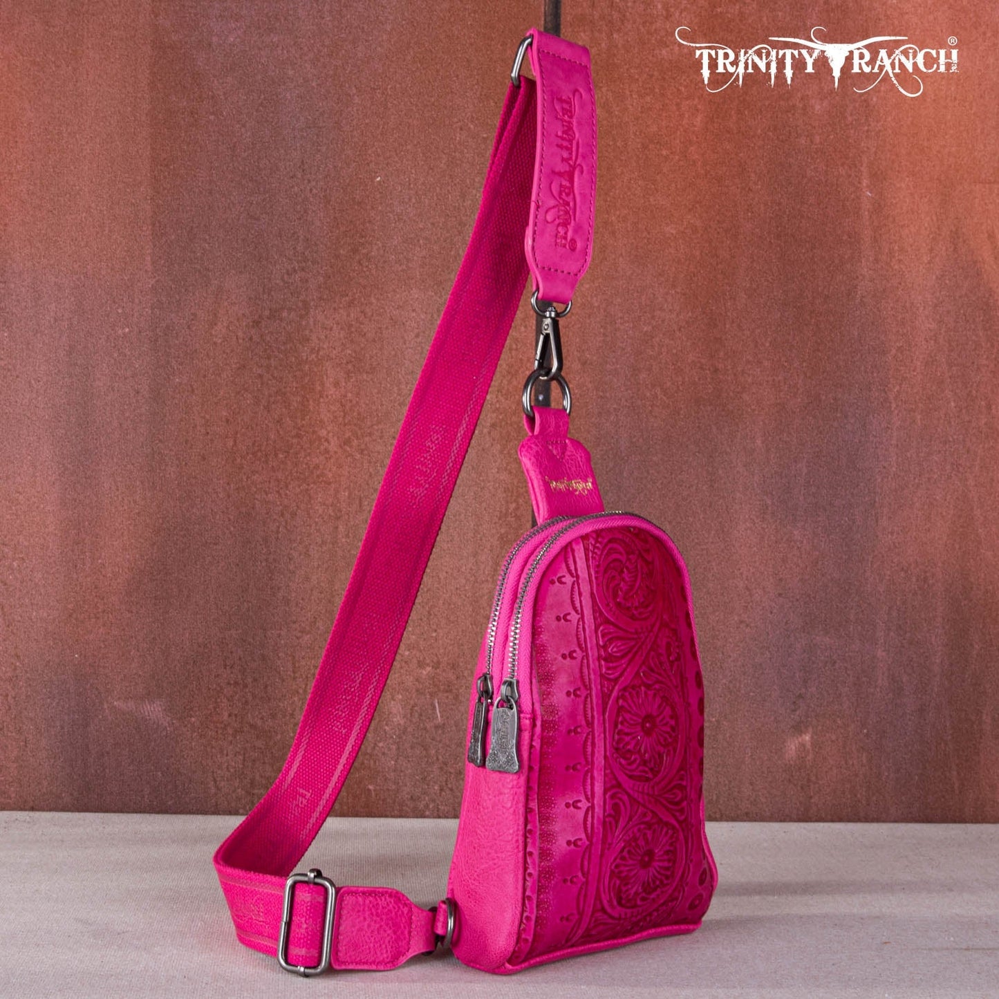 Trinity Ranch Floral Tooled Collection Sling Bag