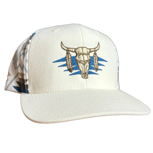White Aztec Skull Cap