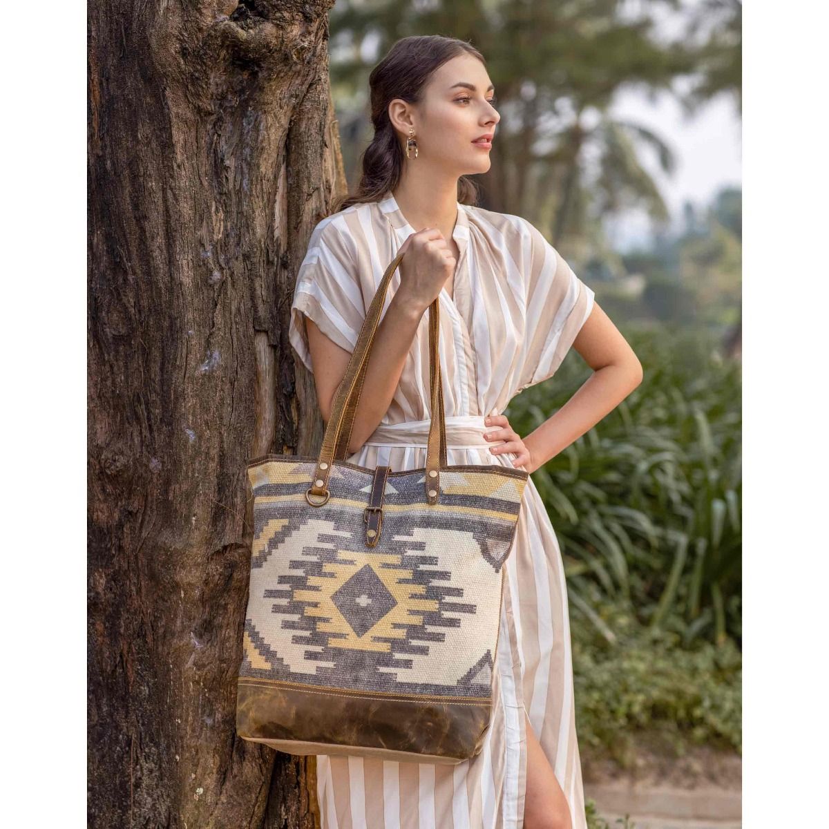 Yellow Patchy Tote Bag