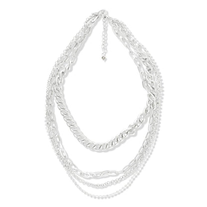 SNAZZY SILVER LAYERED NECKLACE